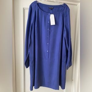 NWT Eileen Fisher Sandwashed Silk Twill Shirt Dress